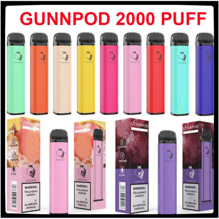 

Gunnpod 2000 Puffs Disposable Vape Pen E Cigarette Deivce With 1250mAh 18350 Battery 8ml Pod Gunpod Vaporizer Starter Kit VS Elf Bar