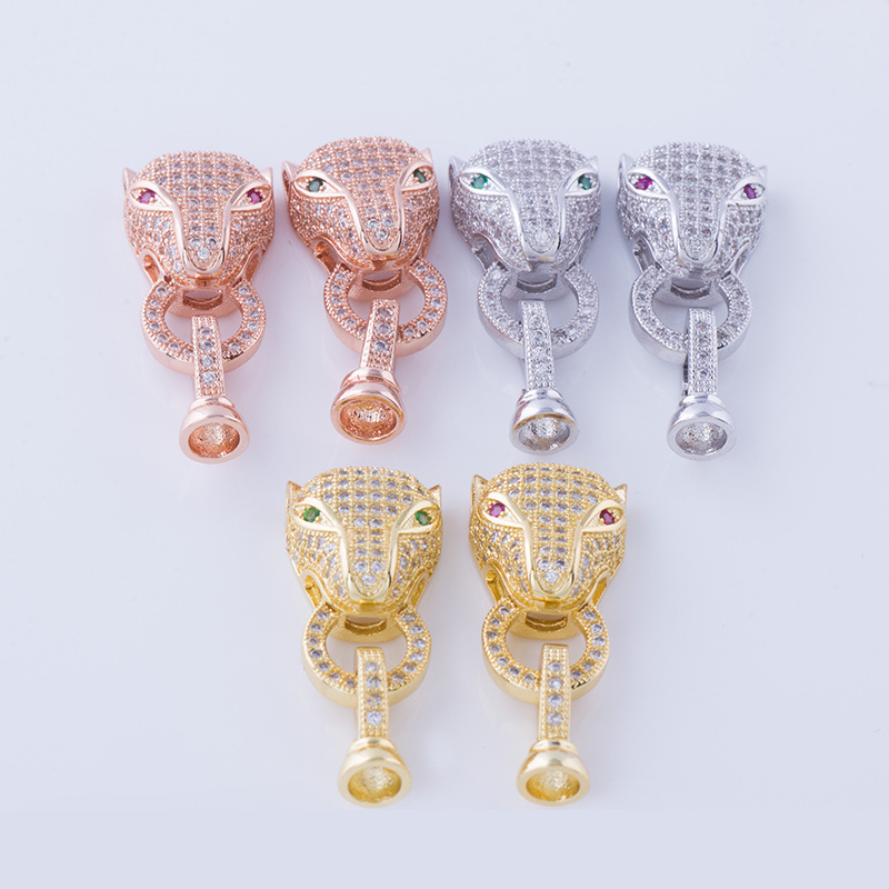 

High Quality Luxury Copper Leopard Head Charm Jewelry Clothing Connectors