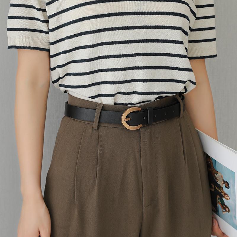 

Belts For Women Luxury Designer Brand Fashion Simple Alloy Pin Buckle Belt Shirt Dress Jeans Leather 2.8cm Wide Lady, White