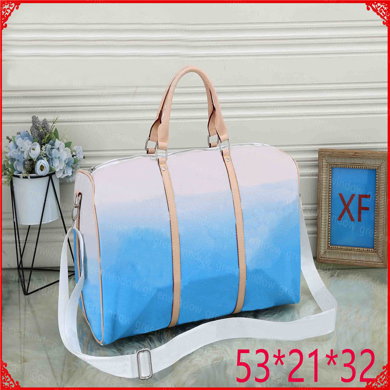 

Large Capacity Women Luxurys Designers Bags 2021 Men Duffle Bag Pochette Flower Travel Bags High Quality Leather Luggage Handbag Totes 53cm, As pic