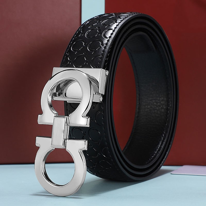 

Fashion Men Business Belts lattice Luxury Designer Smooth Gold Silver Black Buckle Genuine Leather Belt For Men Waist drop shipping, No box