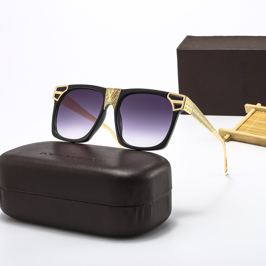 

Fashion Driving Sunglasses Men LOUIS Women Metal Vintage beach Sun glasses VITTON Style Frameless UV 400 With Original Box, Black