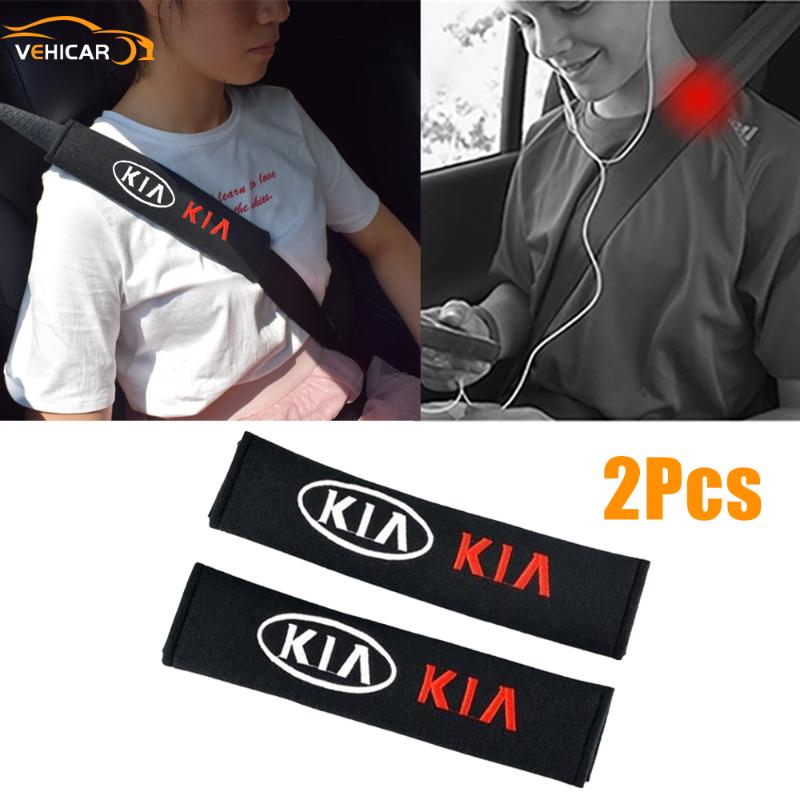 

Safety Belts & Accessories VEHICAR 2PCS Belt Pads With Logo Knitting Seat For KIA Car Cover Vehicle
