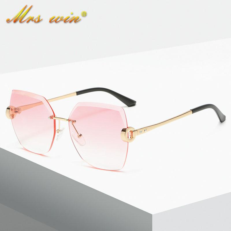 

Brand Design Masonry Trimmed Frameless Sunglasses Classic Fashion Ocean Piece Individualized Diamond Ditaeds Glasses