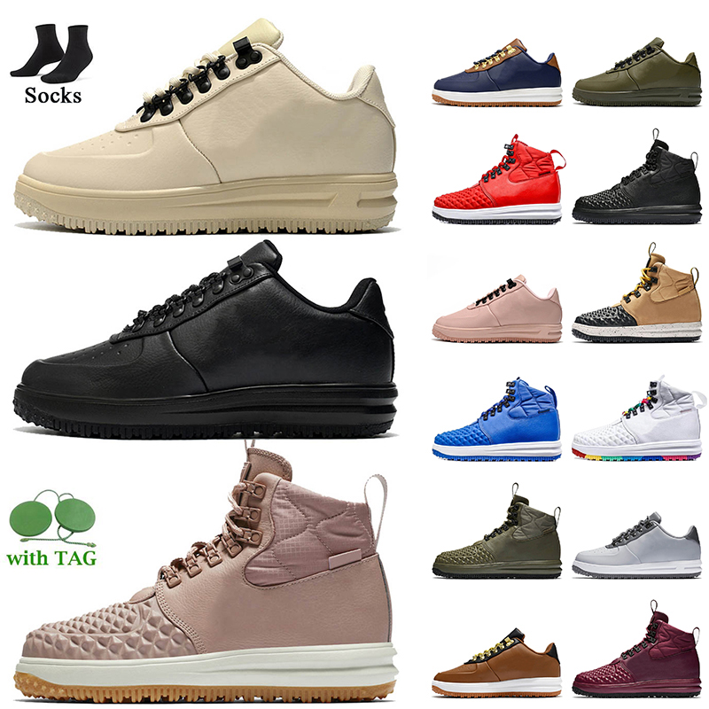 

With Tag Lunar 1 Forcing One Duckboot Running Shoes Women Mens Summit White Multi Triple Black Particle Pink Medium Olive Obsidian Burgundy Linen Trainers Sneakers, D15 summit white 36-40