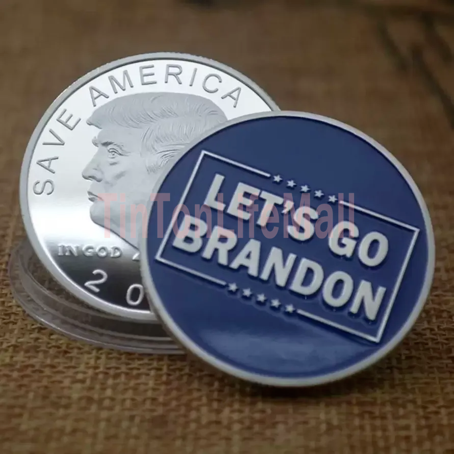 

FJB Lets Go Brandon Coin 2024 Donald Trump President SAVE AMERICA AGAIN IN GOD WE TRUST Coins Silver Blue Plated Commemorative Collection sxm7
