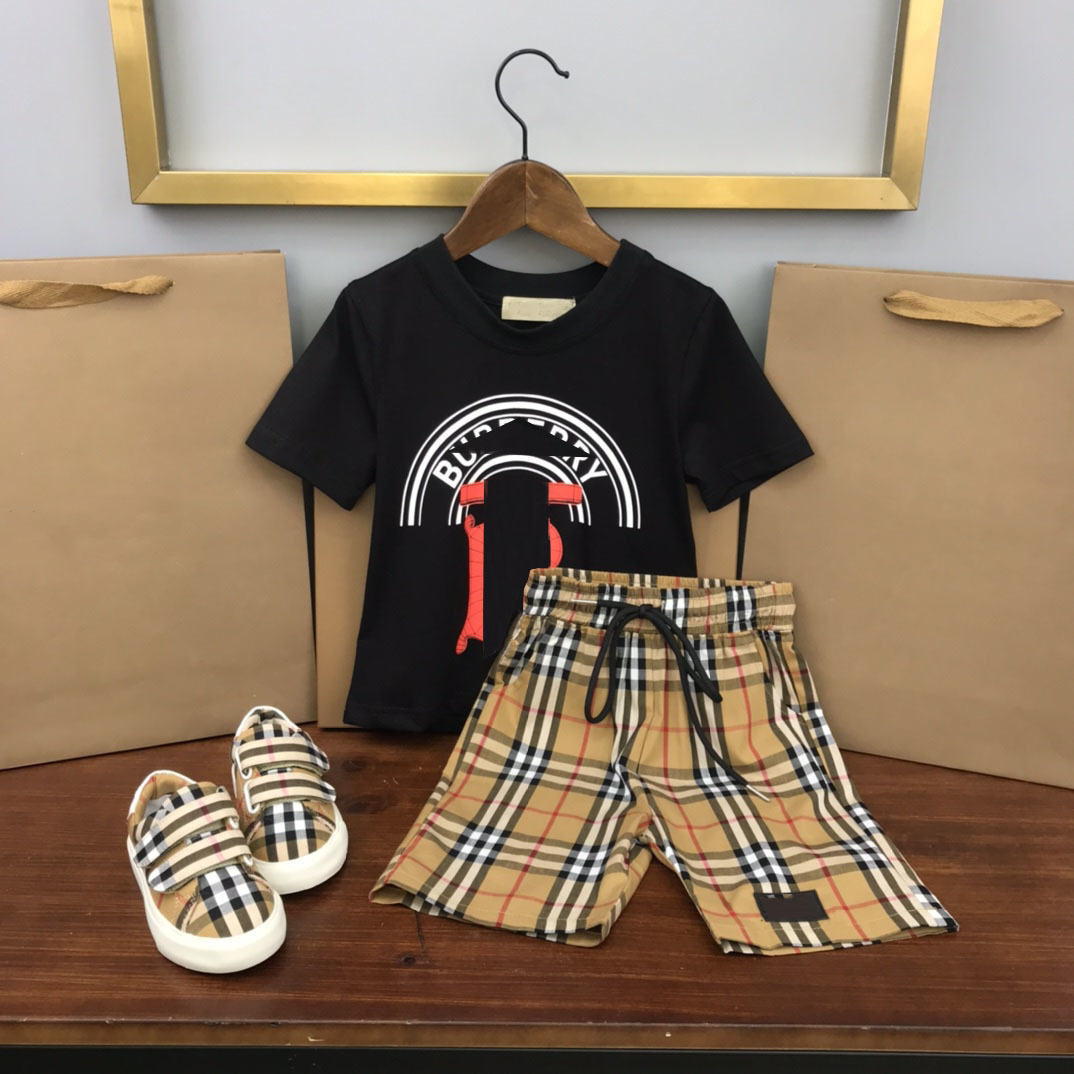 

Fashion Burb and erry boy set t shirt shorts striped Baby Clothes Designers Kids two-piece cotton BBR boys polo shirts summer children suit sport, White