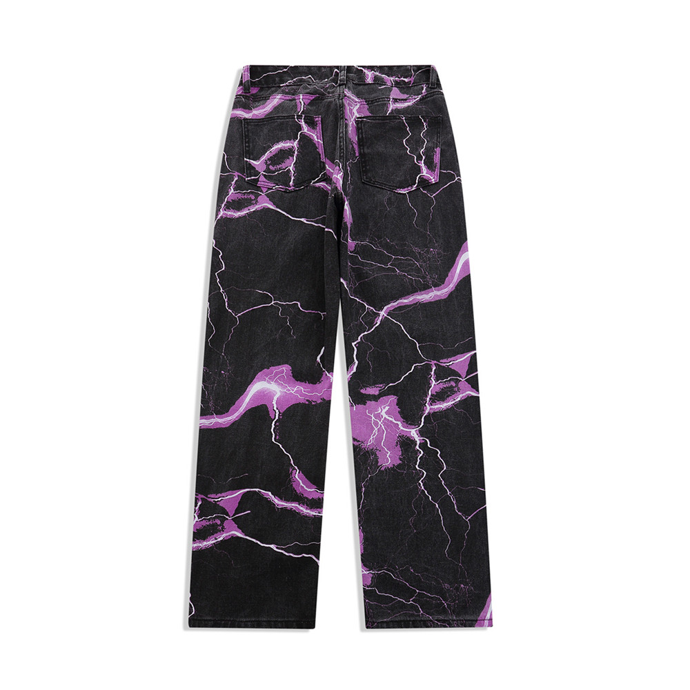 

Print Tie Dye Men Straight Jeans Trousers Hip Hop Vintage Women Denim Pants