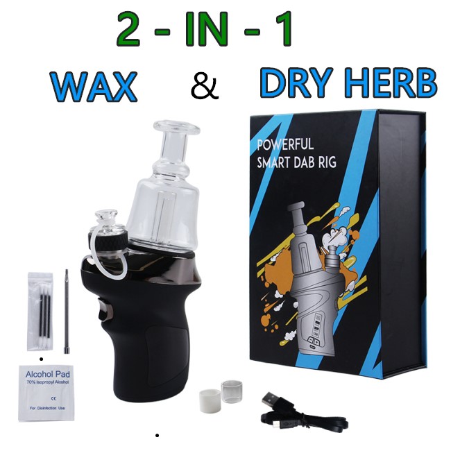 

G9 SOC Enail V2 Kit Wax Vaporizer & Dry Herb 2600mAh Temperature Control LED Display Box Mod Ceramic Quartz Carbon Bowl Glass Bong Electric Dab Rig, Mix colors