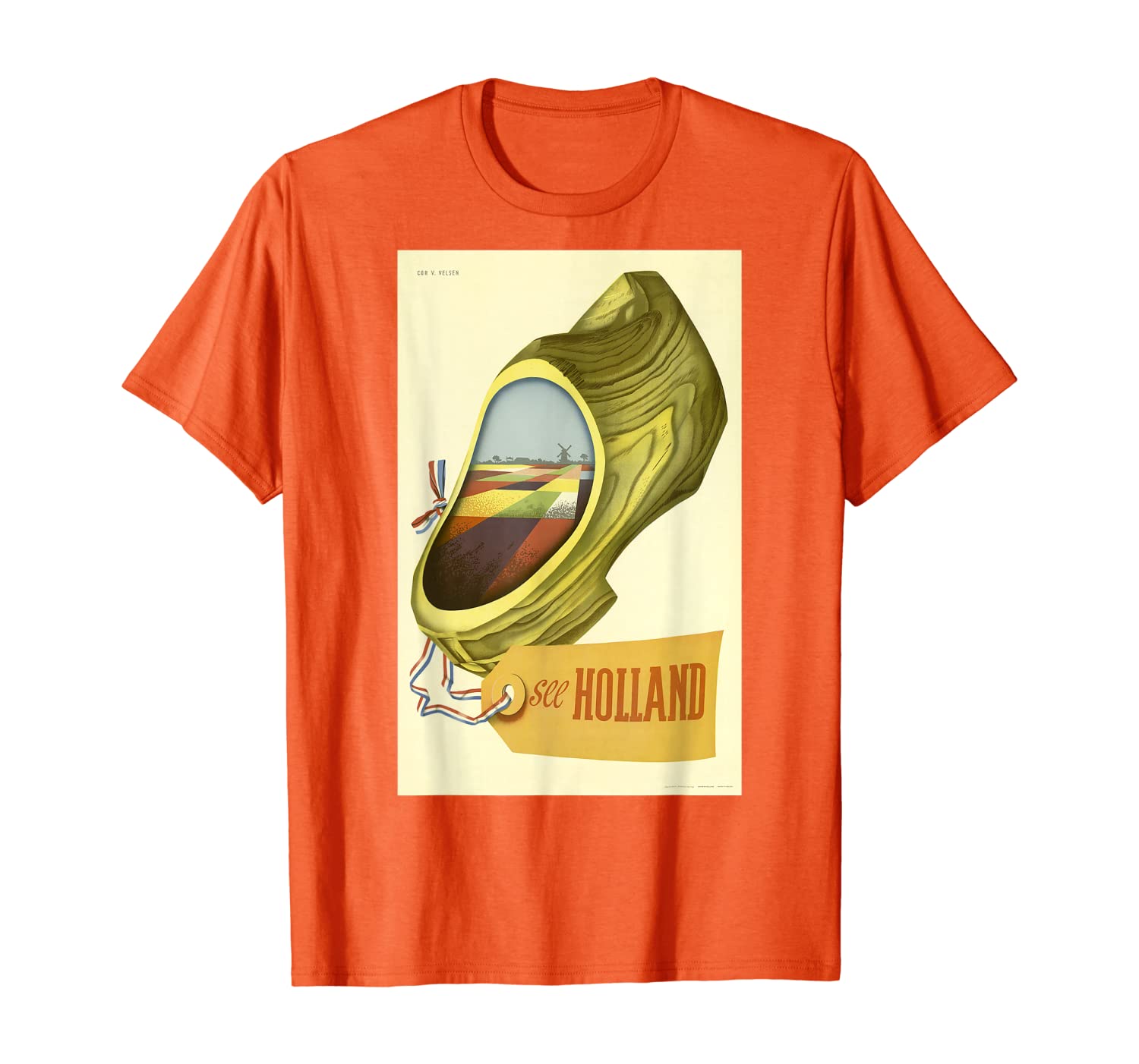

See Holland Dutch Wooden Shoe Klompen T-shirt, White;black