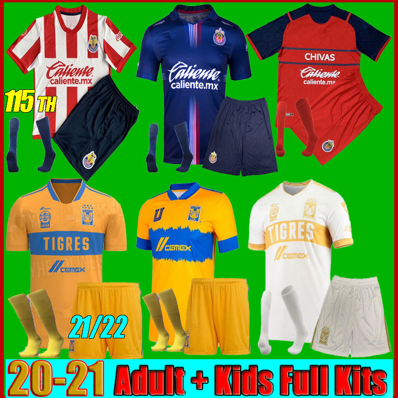 

Men kids kit 2021 Mexico Club Tigres UANL Soccer Jerseys THIRD GIGNAC 21 22 liga mx 115th Chivas Guadalajara Camisas de Futebol Football Shirts