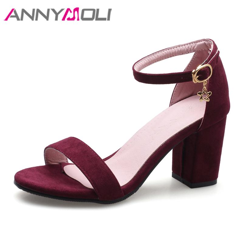 

Summer Sandals Women Shoes Buckle Thick High Heel Party Elegant Open Toe Ankle Strap Lady Plus Size 33-43, Black