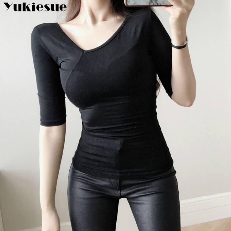 

summer skinny t shirt female T- top short sleeve women's s T-s for women camiseta mujer tee femme woman 210608, Pink