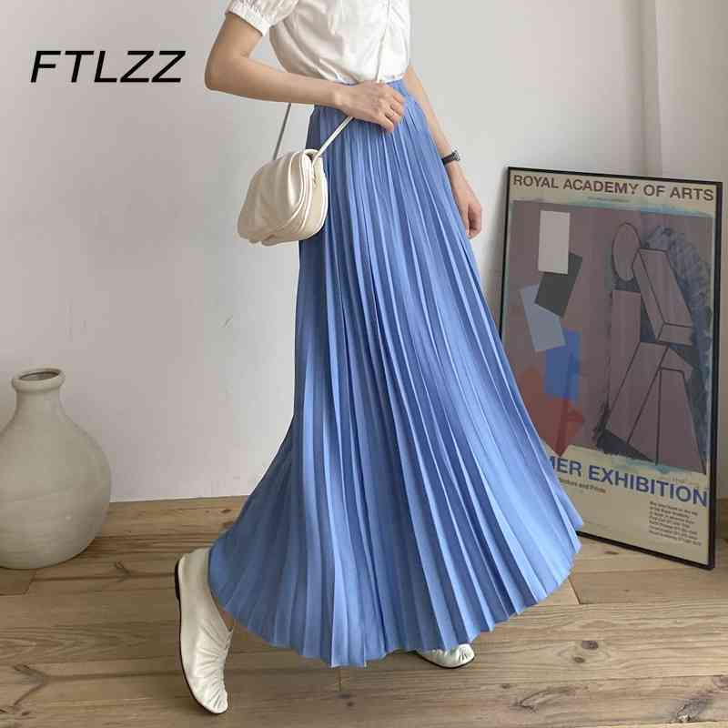 

Women Vintage Pleated Skirts Summer High Waist Irregular Chiffon Long Ladies Elegant Skirt 210602, Apricot