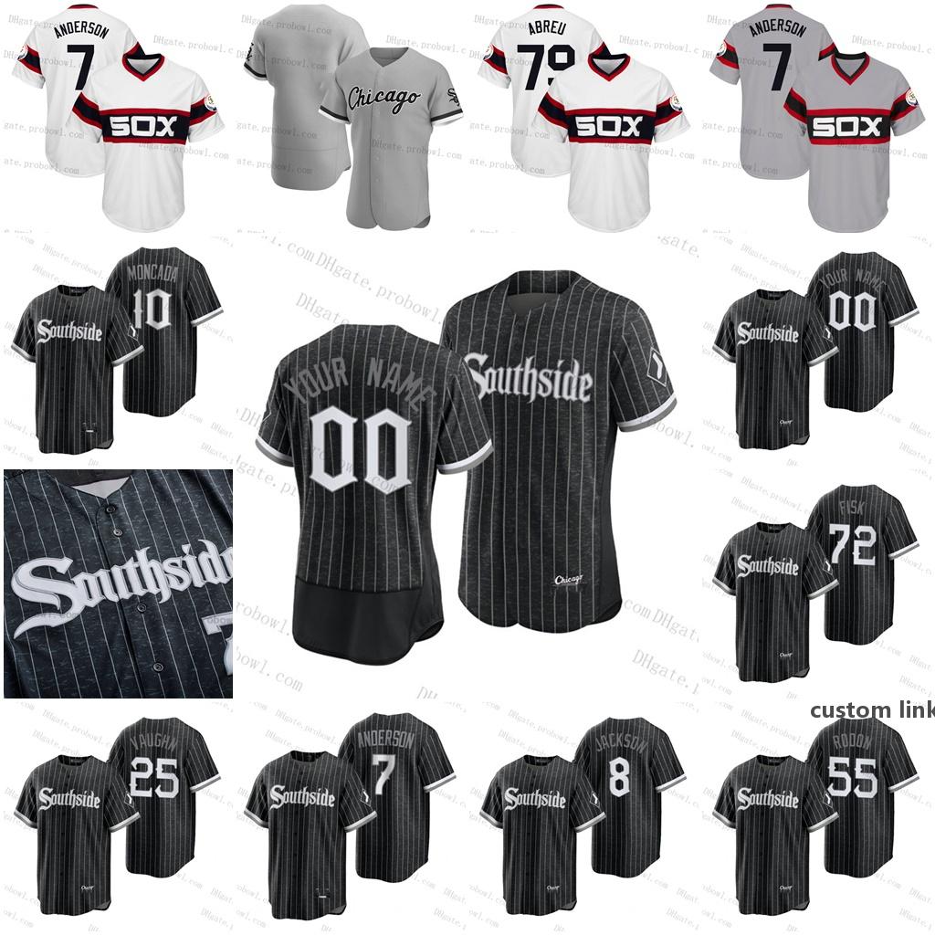

#7 Tim Anderson White Sox 2021 City Connect Chicago Jose Abreu Yermin Mercedes Madrigal Jimenez Michael Kopech Moncada Andrew Vaughn Jersey, Blue;black