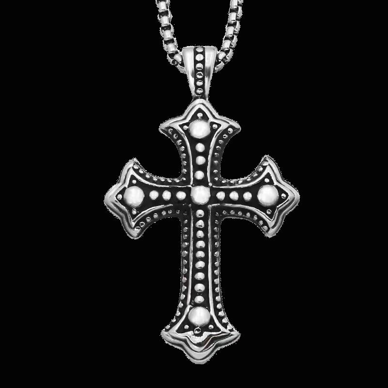 Pendant Necklaces Hip Hop Creative Men&#039;s And Women&#039;s Stainless Steel Cross Necklace-image-700484292