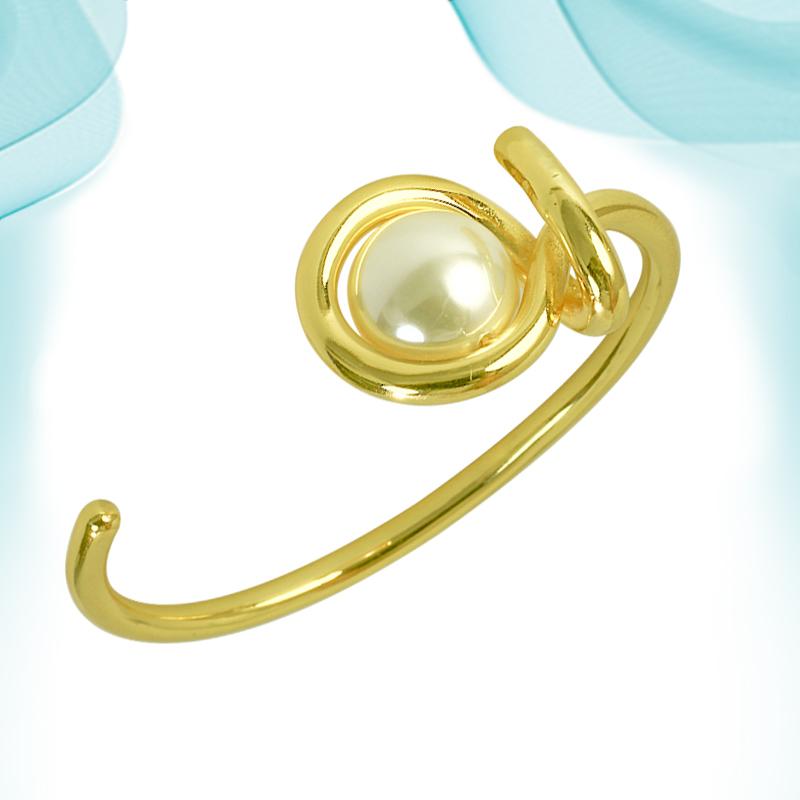 

Bangle Bracelet On Hand Fashion Golden Copper Jewelry C Shape Simple Pearl For Women Daily Accessories Female Gift