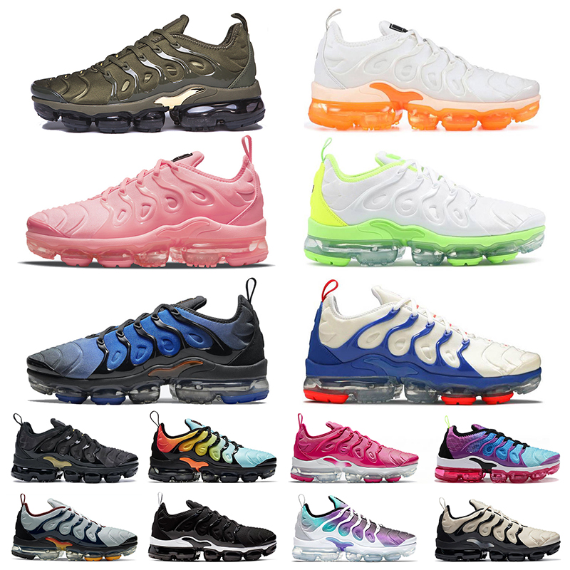 

men women running shoes 2021 vapourmax bubblegum black royal cool grey sports tn plus triple white gradient pink suman coconut fresh mens sneakers trainers size 36-47, A18 triple black 36-47