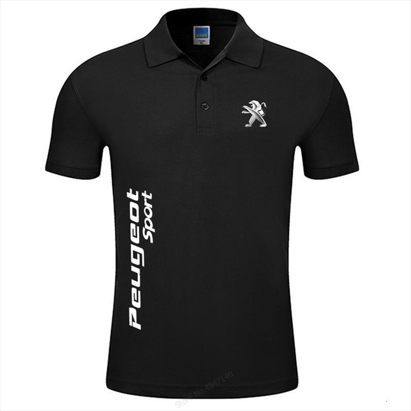 

summer male short sleeve mens polo peugeot sport shirt solid color cool polos shirts, White;black
