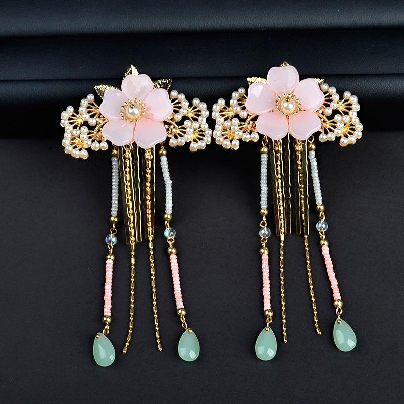 

Hair Clips & Barrettes Ancient Style Flower Comb Decoration Sweet Headdress Super Fairy Step Shaking Tassel Jewelry, Golden;silver