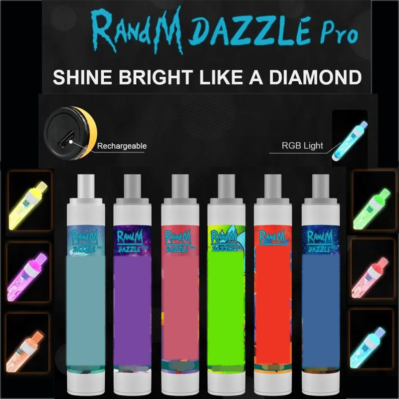 

RandM Dazzle Pro 2600 puff RGB Light Disposable Vape E cigarettes 1000mah Battery Pre-filled 6ml vaporizer R and M orignal