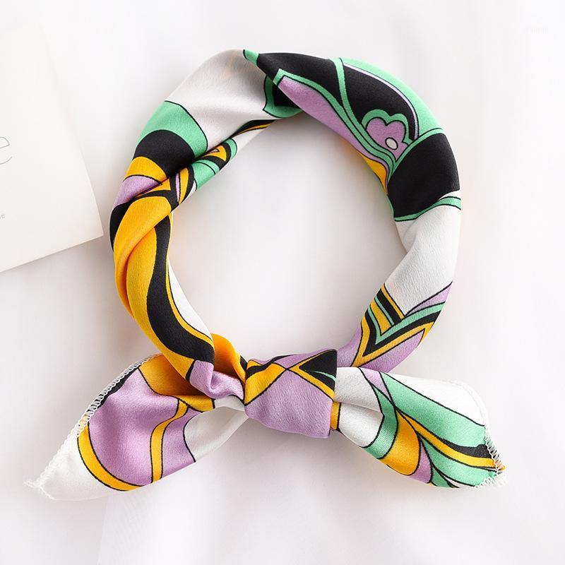 

Scarves Luxury Fashion Print Square Silk Scarf Women Small Neck Scarfs Office Lady Hair Band Hand Kerchief Female Bandana Shawl, Blue;gray