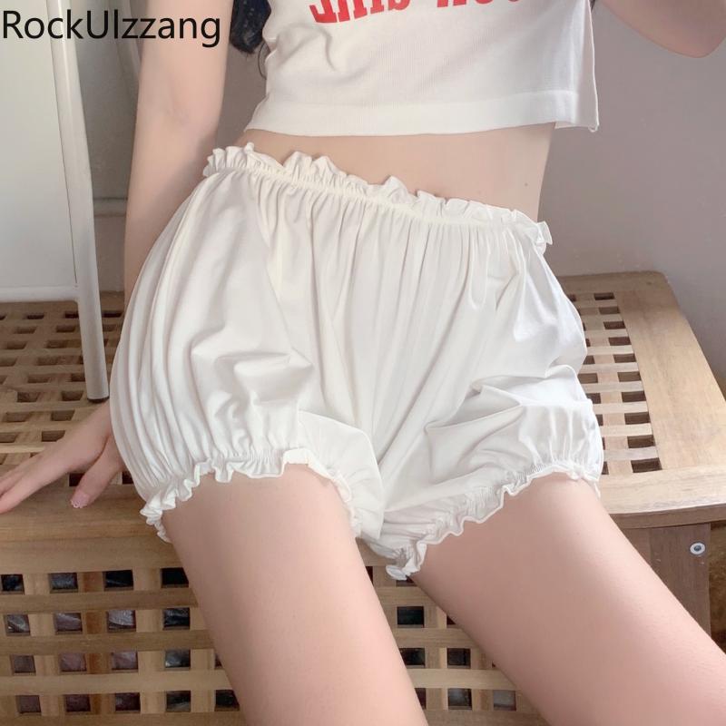 

Women's Shorts Japanese Korean Lolita Teenager Student Girl Cute Elastic Waist Sexy White Short Summer Kawaii Underpanty Frill Ruffle Booty