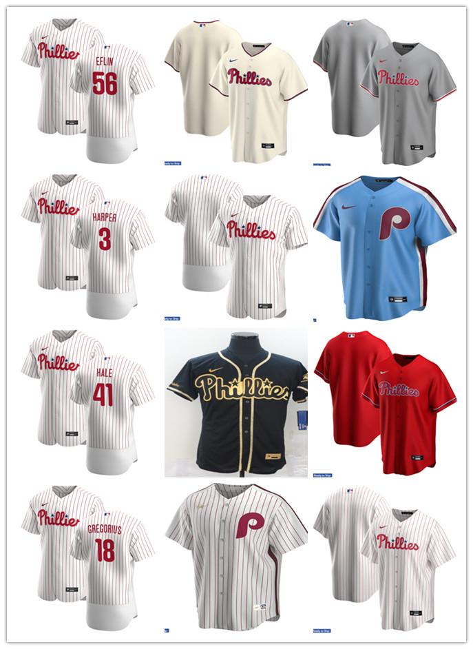 

Men Women Youth Baseball Jersey Philadelphia Phillies 56 Zach Eflin 18 Didi Gregorius 41 David Hale 3 Harper Custom Blank white, Blue;black