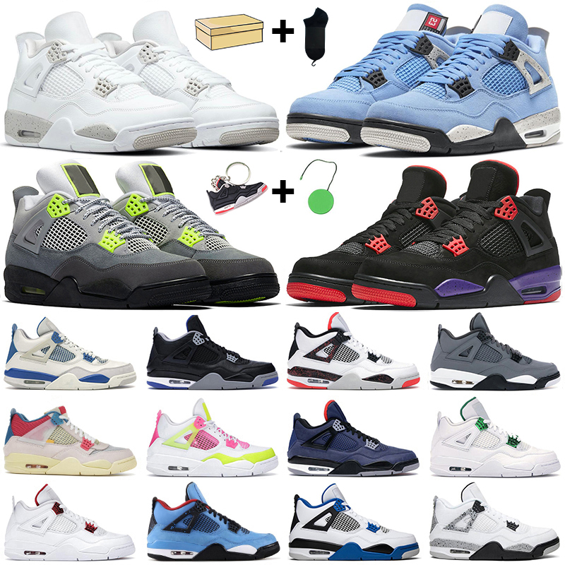 

Mens women basketball shoes 4s jumpman University Blue Fire Red 4 Black Cat Bred White Cement Royalty Metallic Motorsports Noir men athletic sneakers