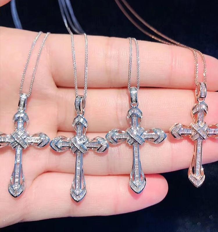 

Pendant Necklaces 2021 Luxury Jewelry Religion Necklace For Women Dazzling + Zircon Stone Cross With Chain High Quality
