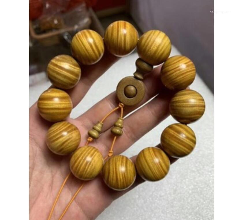 

Gold Silk Nanmu Bracelet Water Ripple Buddha Beads Men And Women Couple Bangle