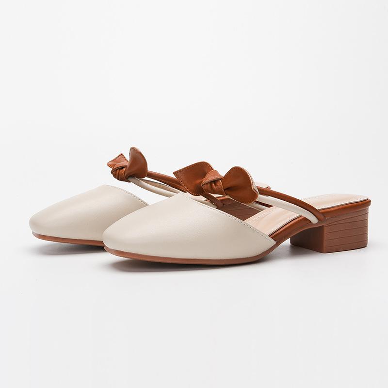 

Soft Sole Outer Wear Slippers Bag Head Two Sandals Women Muller Shoes, Light green