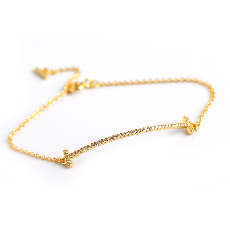 

T style Newest Women Diamond smile face bracelet s925 sterling silver rose gold bracelets female Valentine's day gift, Golden;silver