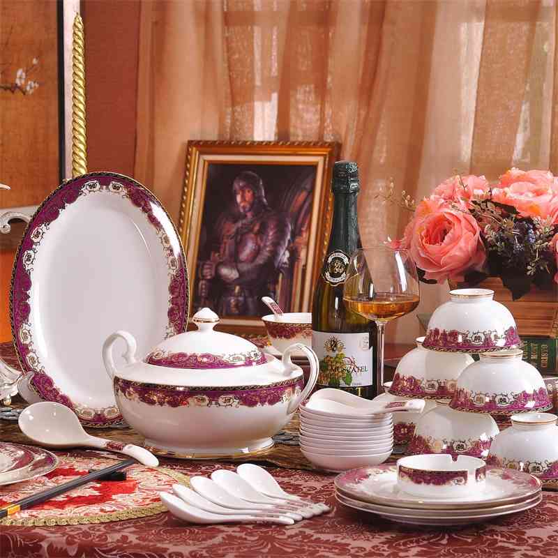 

Vatican feast 48 head enamel bone china tableware ceramic set plate bowl gift