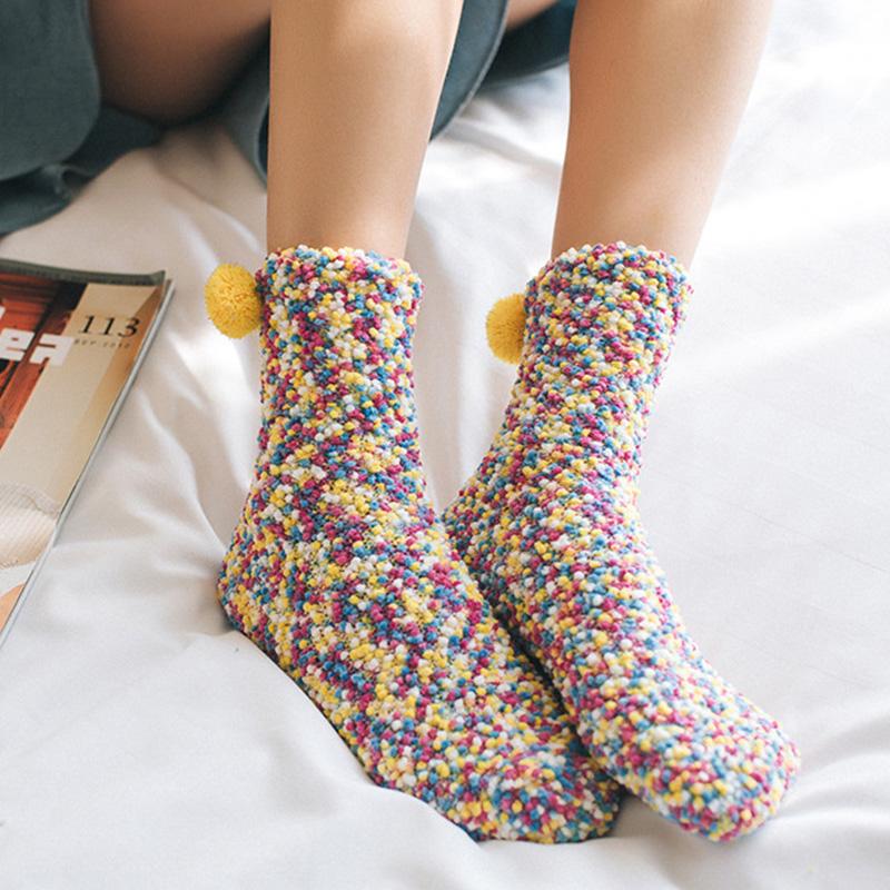 

Slippers Crochet Hook Sock Women Pom Colorful Comfy Warm Non Slip Soft Sole Unisex Floor Slipper Boots, Black