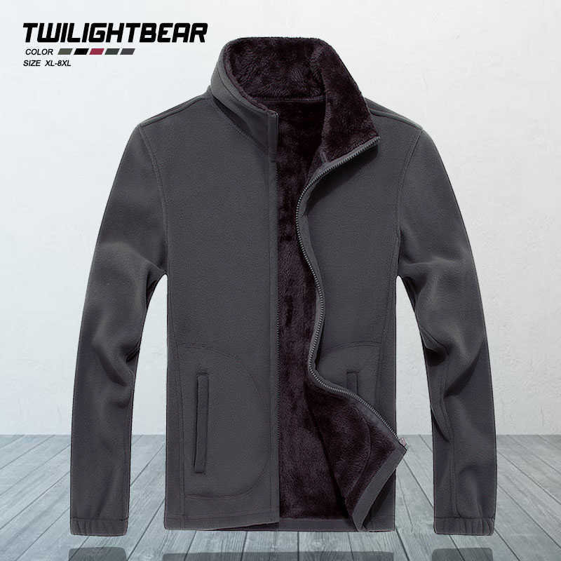 

Oversize Winter Men's Fleece Jacket Male Warm Coat 7XL 8XL Sweatshirt Men Clothing Solid Thickened Outwear Inner Liner AY1561 X0621, Green