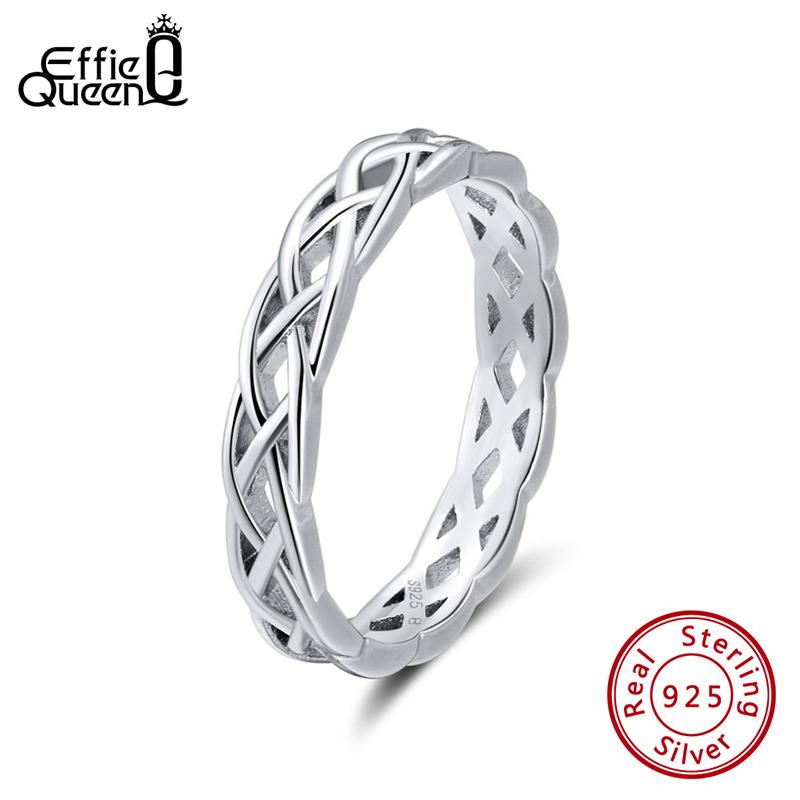 

Cluster Rings Effie Queen 925 Sterling Silver Women Unique Twisted Shape Round Ring Wedding Band Fashion Jewelry Anniversary Gift KSR62, Golden;silver