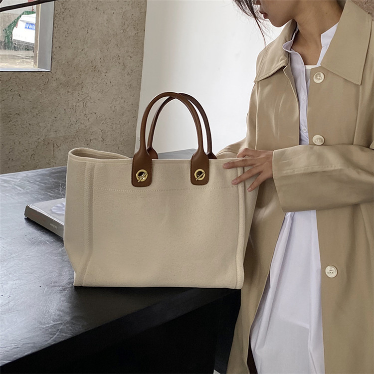 

New French Fashion Classic Leather Canvas Beach Bag Large Capacity High Quality Shopping Bags One-shoulder Tote HandBags, No product