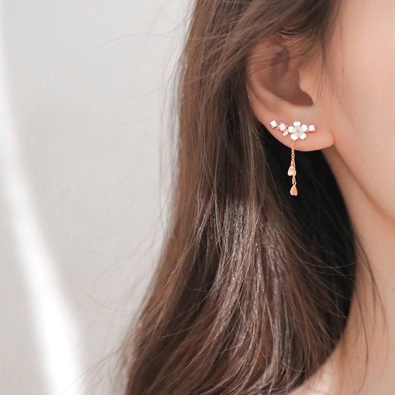 

Dangle & Chandelier Korean Design Fashion Jewelry Exquisite Copper Inlay Color Crystal Flower Leaf Garland Women Earrings Gift For