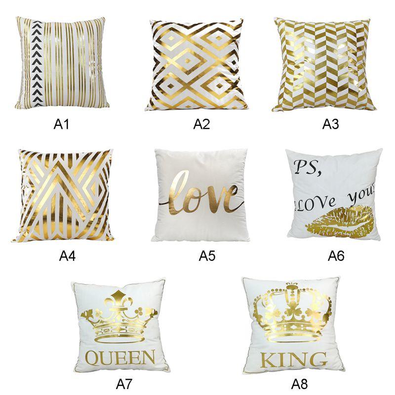 

Pillow Case Bronzing Cushion Cover Decorative Pillows Fashion Seat Cushions Geometric Throw Sofa Pillowcase Home Decor