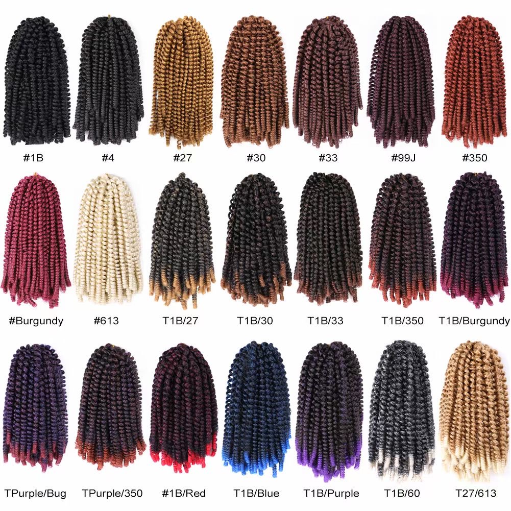 

6 Packs Twist Braiding Spring Twists Bomb Hair Crochet for Black Women Hair, #1b
