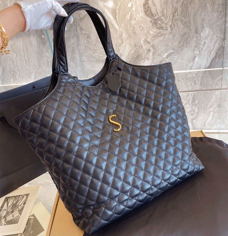 

Shoulder Bags For Women Simple Fashion Large Capacity Shopping Bag Soft LEATHER Canvas Tote Ladies VEGETABLE Handbags FREE DELIVERY, Black