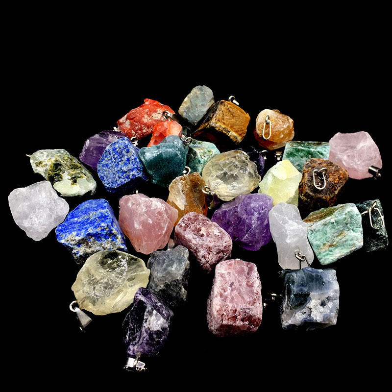

Irregular Different Natural Stone Crystal Pendant Necklaces For Women Men Lover Fashion Jewelry With Chain