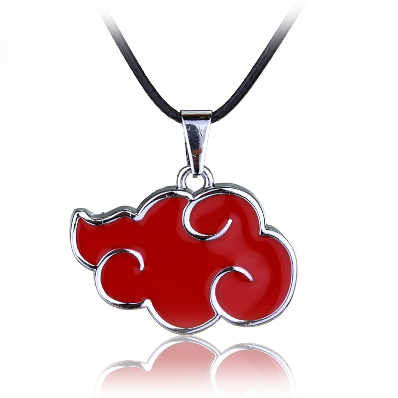 

yutong MQCHUN Japanese Anime Cosplay Naruto Akatsuki organization red cloud sign metal pendant necklace Women Men Necklace, Silver