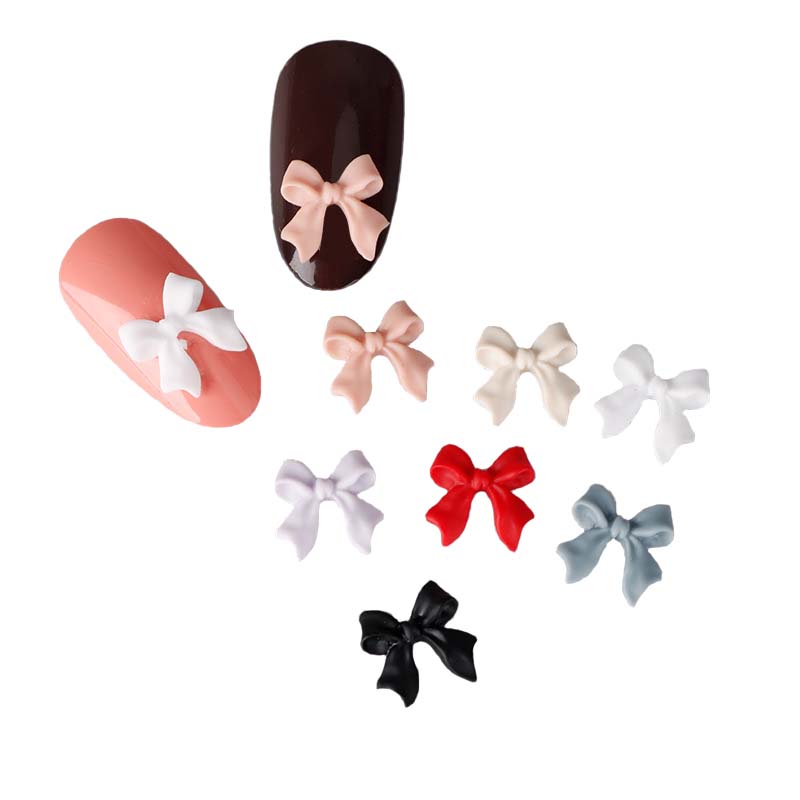

3D Bow Nail Stickers Matte Designs Art 10PCS/lot Fashion Lovely Korean Style Acrylic Nail Jewelry Bows Tie, Silver;gold
