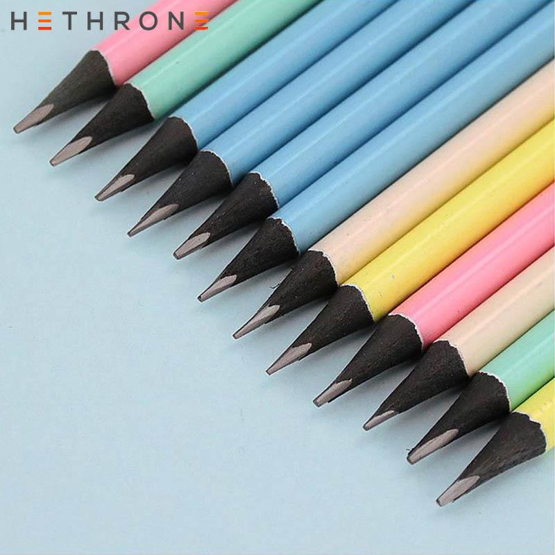 

Hethrone 12pcs Colorful Macaron Pencil Black Innovation Pen For School Student Cute Kawaii Write Stationery Astuccio Wood Pencils