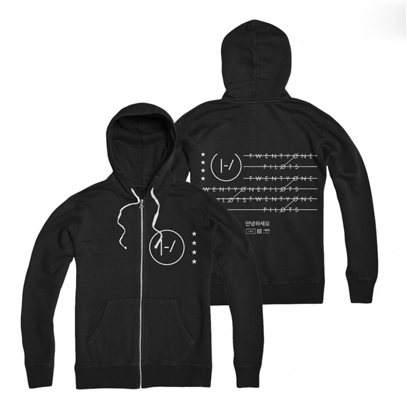 

Twenty one pilots band fashion loose stand collar men' sweater, Black