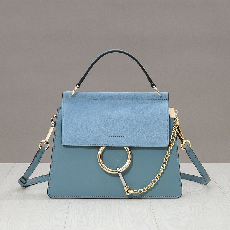 

75% OFF Luxury handbag 2021 new chain ring Faye small square fashion one shoulder straddle women's cow leather frosted bag 74YQ, Sky blue