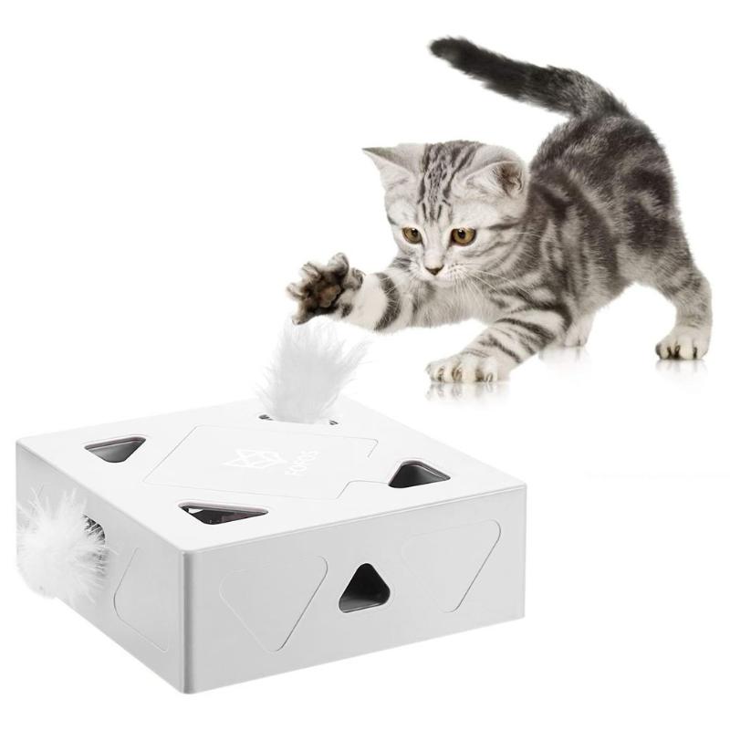 

Cat Toys 4 Electric Pet Toy Interactive Magic Box Smart Teasing Stick Crazy Game Feather Catching Mouse Automatic Indoor