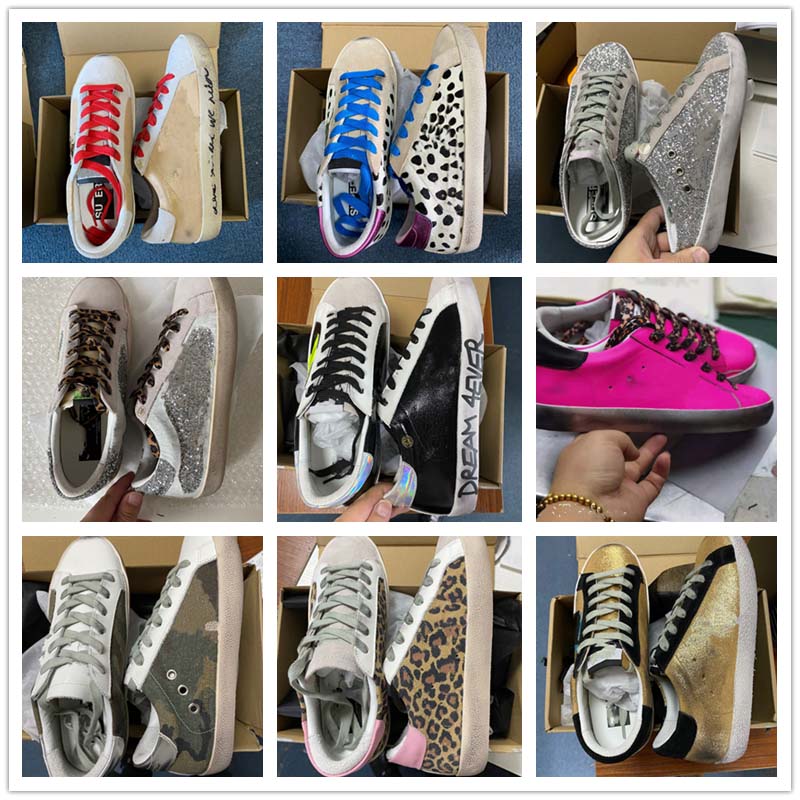 

2022 Fashion Super Star Hi Casual Sneakers Shoes Gletter Mixed Bicolor Leather Camo-Print Low-Top Sneakers Golden Designer Do-old Dirty Deluxe Brand Women Men, 50